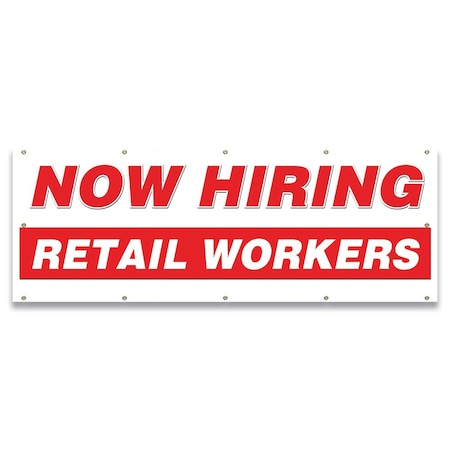 Signmission Now Hiring Retail Workers Banner Apply Inside Accepting Application Single Sided B-120-30297